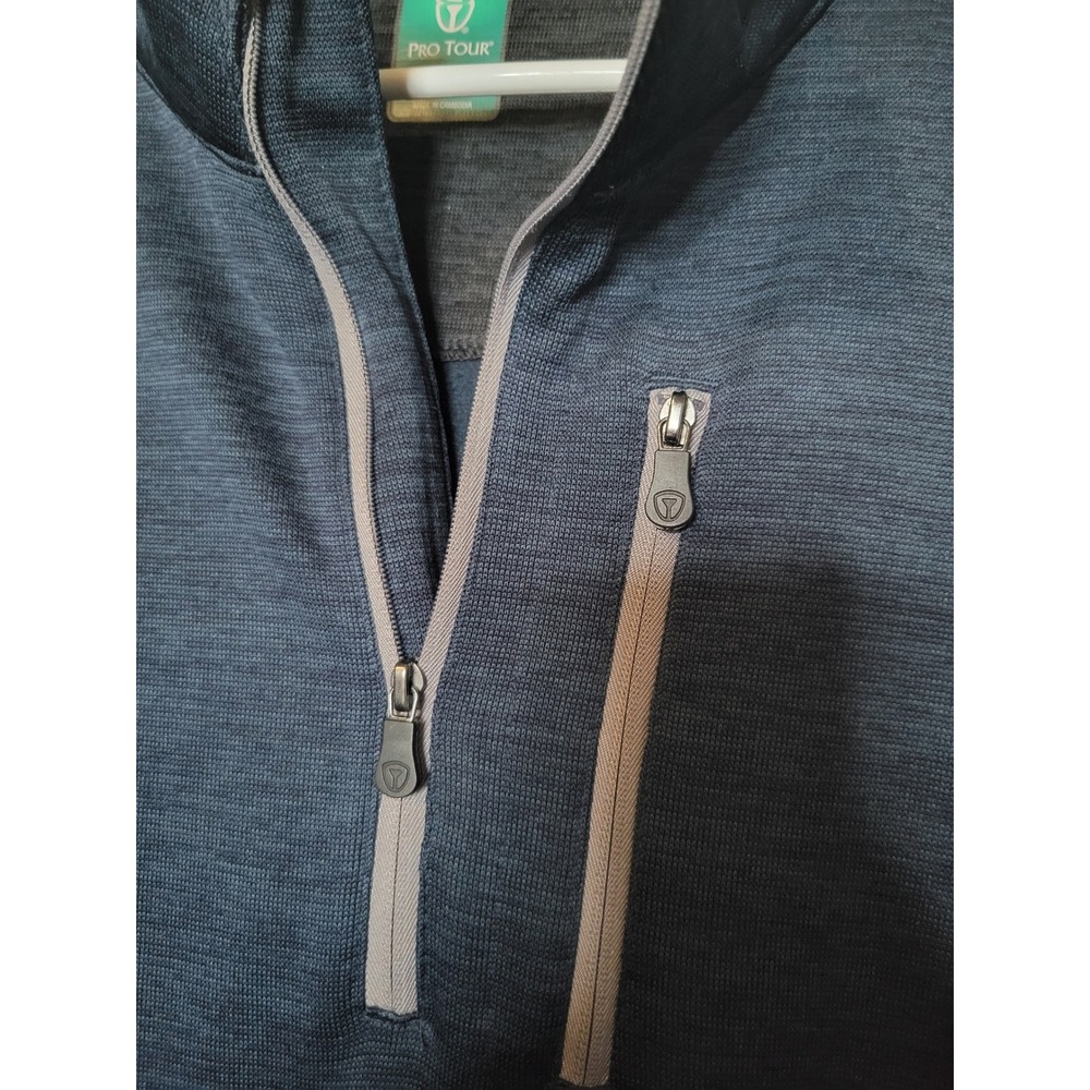 Pro Tour Mens Quarter Zip Pullover Navy Blue Heathered Golf Activewear XL1013‎